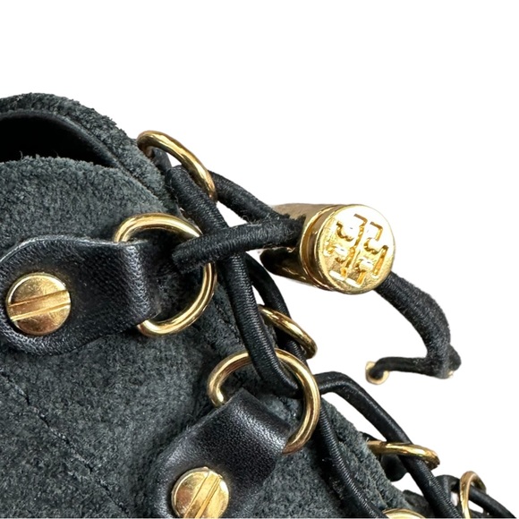 Tory Burch Hamila Lace Up Booties Suede Leather High Heel Platform Ankle Boots - Picture 8 of 10